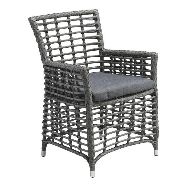 ZUO Sandbanks Grey Patio Dining Chair with Grey Cushion (Set of 2)