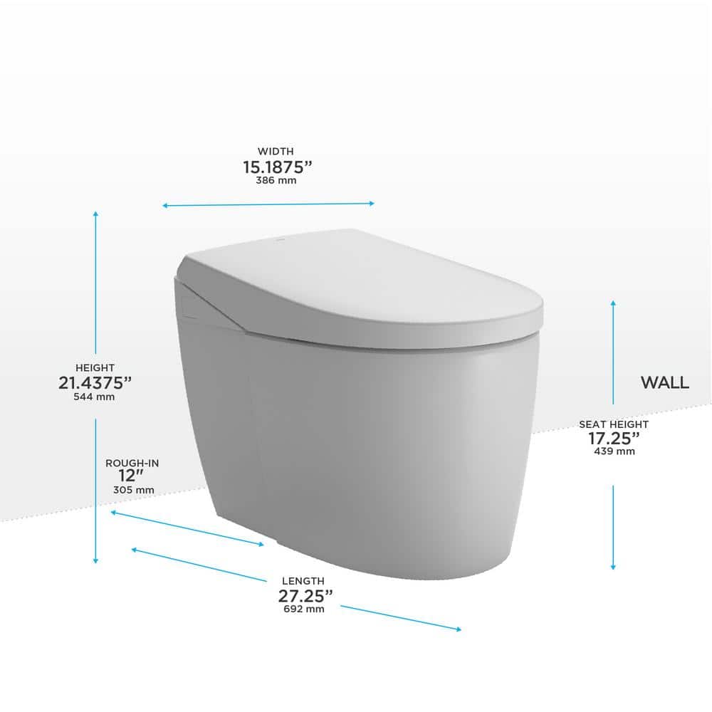 Cotton White Elongated Dual Flush Macerating Toilet with Bidet