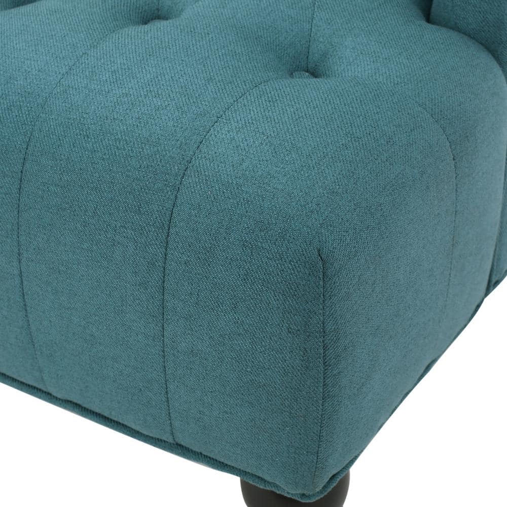 Handcrafted Dark Teal High Back Wood Accent Chair