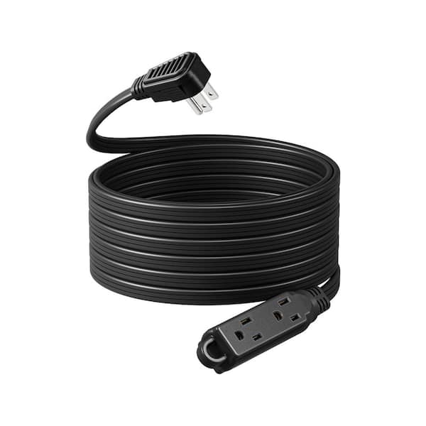 DEWENWILS 25 ft. 16/3 AWG Indoor Extension Cord with 3-Prong 3 Outlets and SPT-3 Cord, Black, 1-Pack