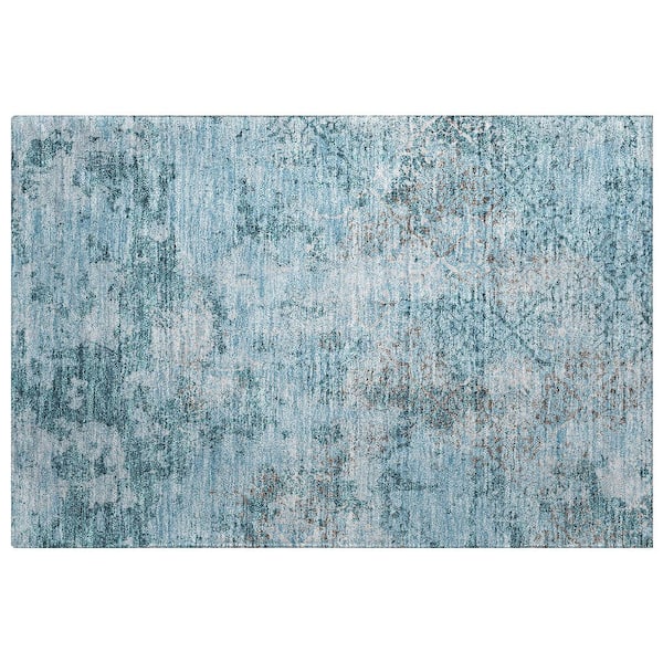 Dream Shag Premium Machine Washable Abstract ADS769 Teal 2 ft. x 3 ft. Accent Rug