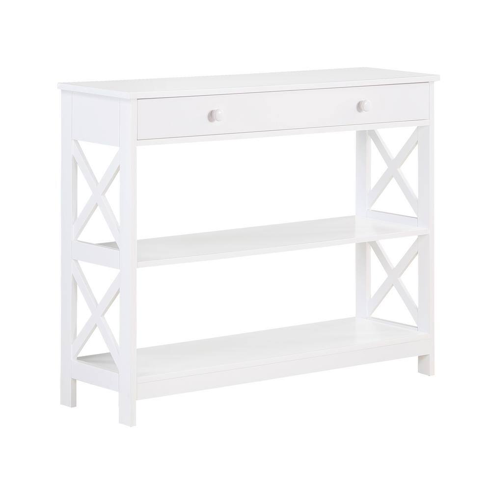 Oxford White Console Table with Drawer and Shelves