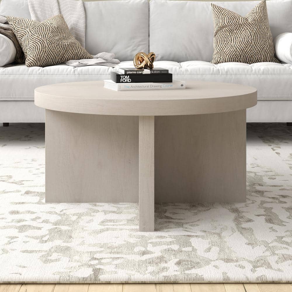 Elna 33" Alder White Round MDF Coffee Table