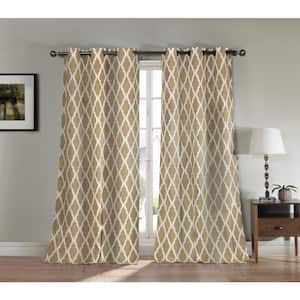 Indigo Geometric Thermal Blackout Curtain - 38 in. W x 112 in. L (Set of 2)