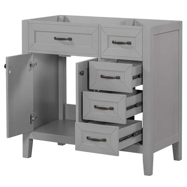 Kahomvis 35.5 in. W x 17.7 in. D x 35 in. H Freestanding Bath Vanity Cabinet without Top in Gray
