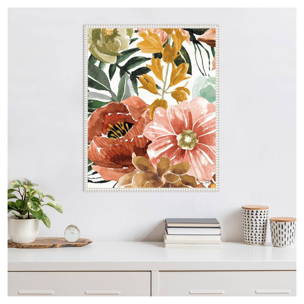 Beaded Perimeter Floral Watercolor Canvas Wall Art, 23 x 28