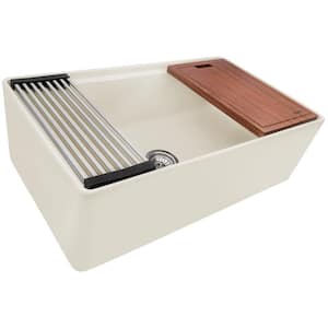 Fiore 33 in. Farmhouse/Apron-front Single Bowl Biscuit Sand Fireclay Kitchen Sink