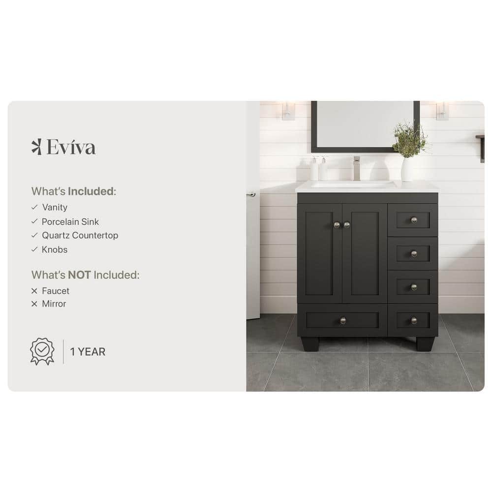 Happy 30" Espresso Birch Vanity with Carrara Marble Top