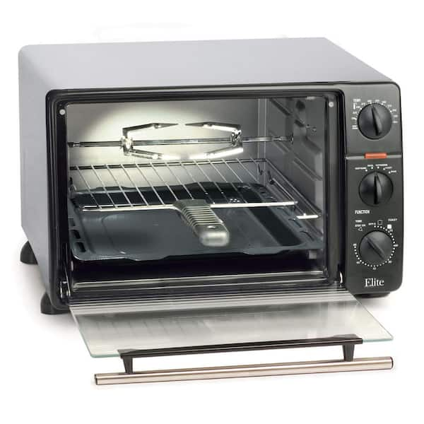 Elite Platinum 1500 W 6-Slice Black Stainless Steel Toaster Oven with Broiler