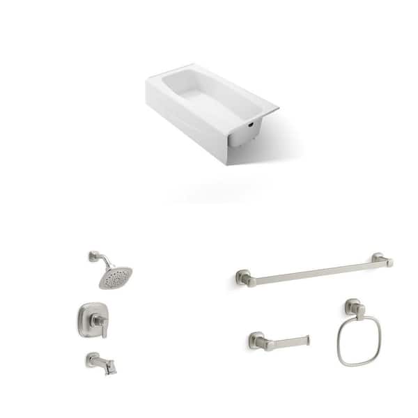 Numista Brushed Nickel Bath Hardware Set, Single-Handle Shower Faucet & 60 in. Bathtub Combo
