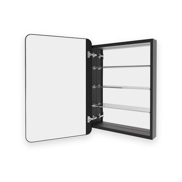 23 in. x 30 in. Framed Recessed or Surface-Mount Rectangular Matte Black Aluminum Medicine Cabinet with Mirror