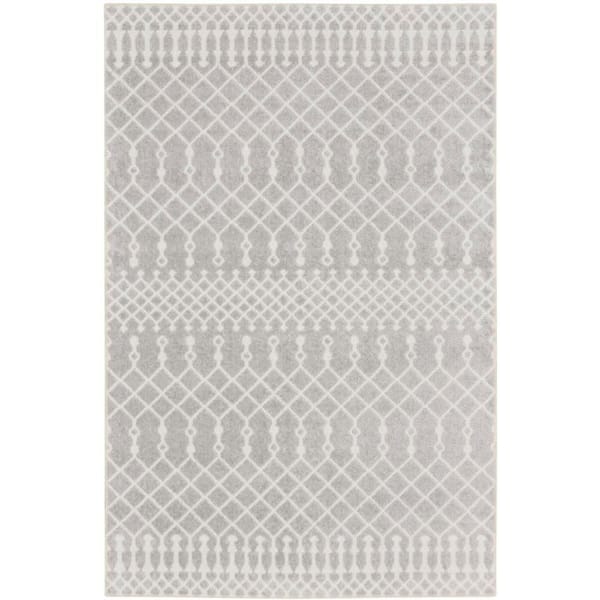 Nourison Astra Machine Washable Grey 3 ft. x 5 ft. Moroccan Transitional Area Rug