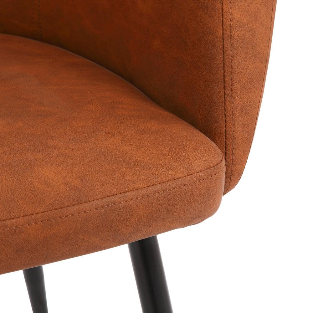 Modern Light Brown Faux Leather Accent Chair with Metal Legs