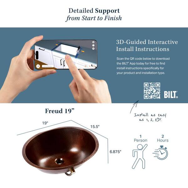 SINKOLOGY Freud 19 in. Undermount Solid Copper Bathroom Sink in Aged Copper SINKOLOGY Freud 19 in. Undermount Solid Copper Bathroom Sink in Aged Copper