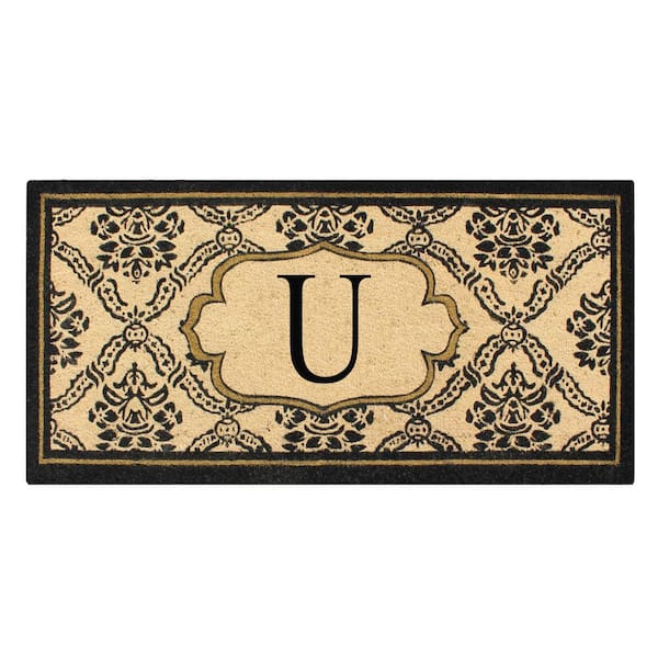 Unbranded A1HC First Impression Uriel Treated 30 in. x 60 in. Coir Monogrammed U Door Mat