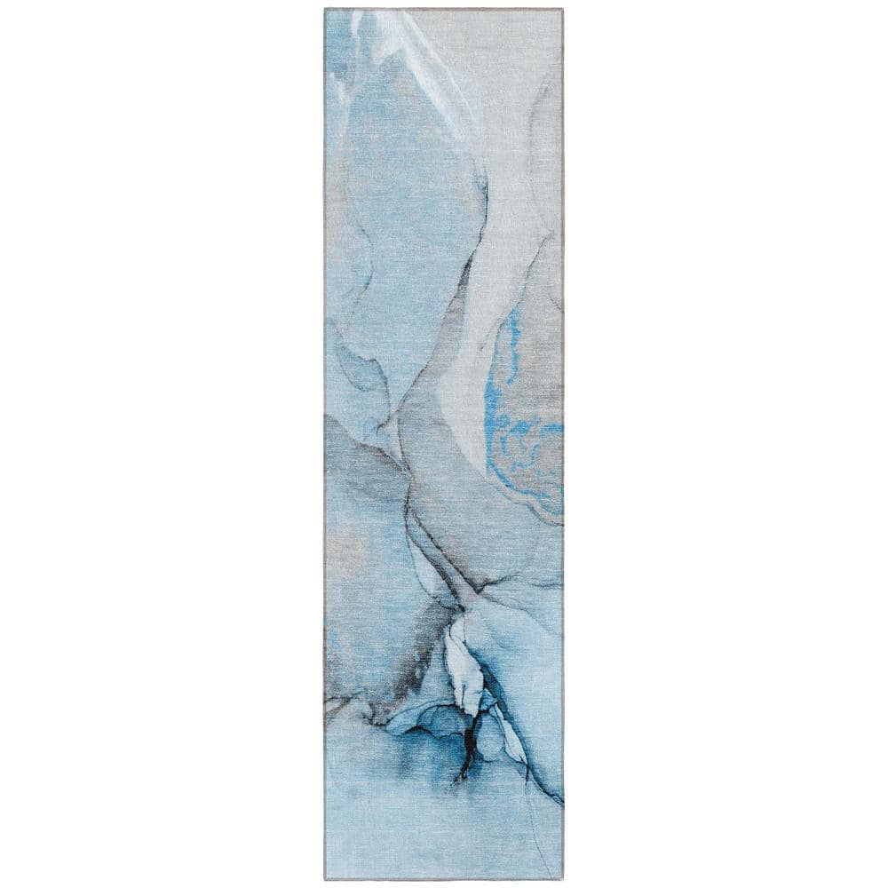Blue and Ivory 2 ft. x 8 ft. Abstract Indoor / Outdoor Area Rug price history on PriceWatchPro