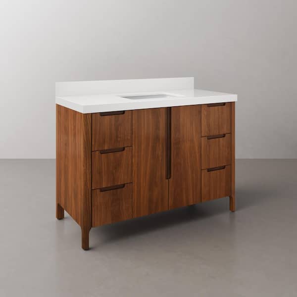 Sequoia 48 In. W x 22 in. D x 34.4 in. H Single Sink Bath Vanity in Noir Juglans with White Quartz Top