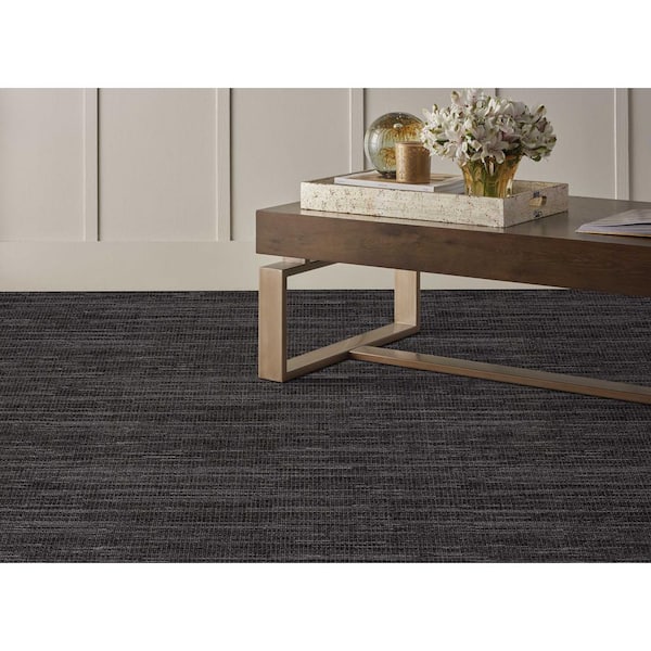 Terrestrial Crevasse Black 13.2 ft. 35.39 oz. Wool Loop Installed Carpet