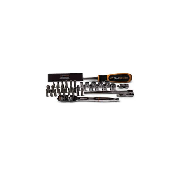 GEARWRENCH - 1/4 in. Drive Microdriver Set with 120XP Locking Flex-Head Ratchet and Stubby Sockets (39-Piece)