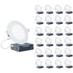 4 in. Canless 4000K Cool White 9W 750 Lumens Thin New Construction Integrated LED Recessed Light Kit Wet Rated (24-Pack)