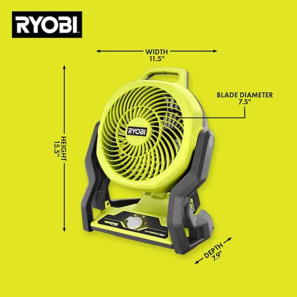 ONE+ 18V Cordless Hybrid 7-1/2 in. Fan with 2.0 Ah Lithium-Ion HIGH PERFORMANCE Battery