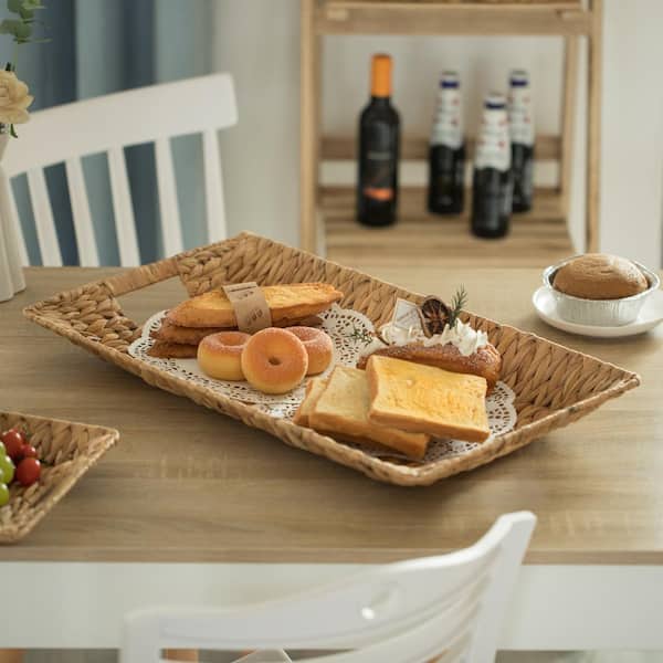 Hexagon Shape Rattan Serving Tray, Coffee Table Home Decorative Platter  Storage