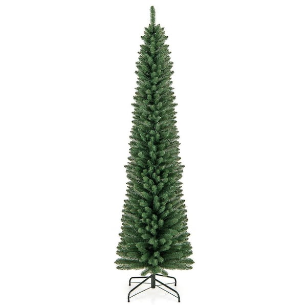7 ft. Green Unlit Pencil Artificial Christmas Tree with 671 Memory Wire Branch Tips
