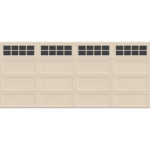 Bridgeport Steel Extended Panel 16ft. X 7ft. Insulated 6.3 R-Value Almond Garage Door with windows