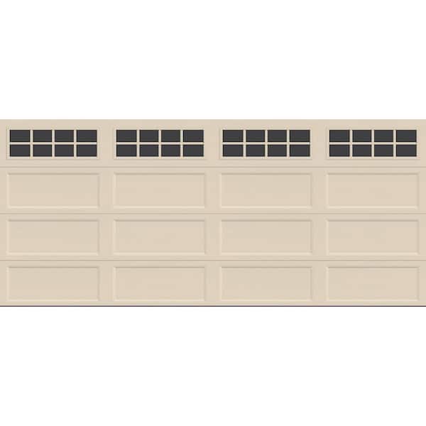Clopay Bridgeport Steel Extended Panel 16ft. X 7ft. Insulated 6.3 R-Value Almond Garage Door with windows