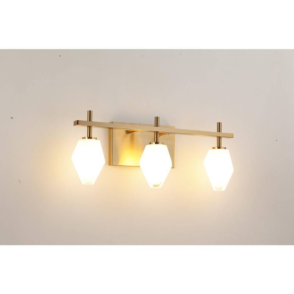 Solaris 49 in. 3-Light Brass-Colored Vanity Light with a Multi-Faceted Glass Shade and 3-Color Temperature Adjustable price history on PriceWatchPro