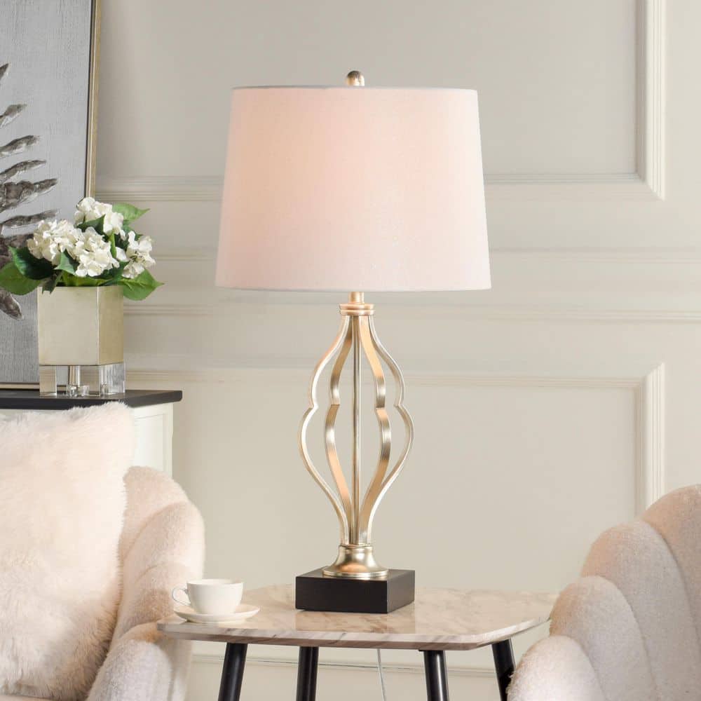 StyleCraft 33 in. Silver Industrial Bedside Table Lamp for Living