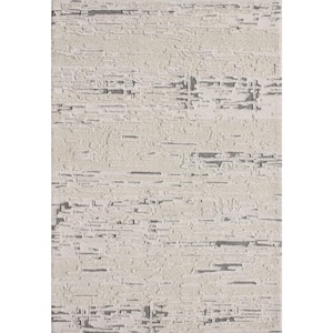 Trono 5 ft. X 8 ft. Ivory/Silver Abstract Indoor/Outdoor Area Rug