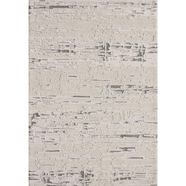 Dynamic Rugs Trono 9 ft. X 12 ft. Ivory/Silver Abstract Indoor/Outdoor Area Rug