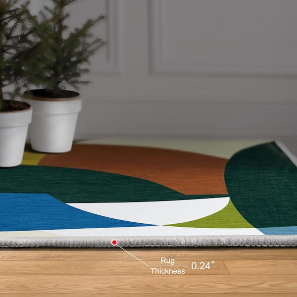 Multi-Colored 5 ft. x 8 ft. Melding forms I Washable Geometric Art Area Rug