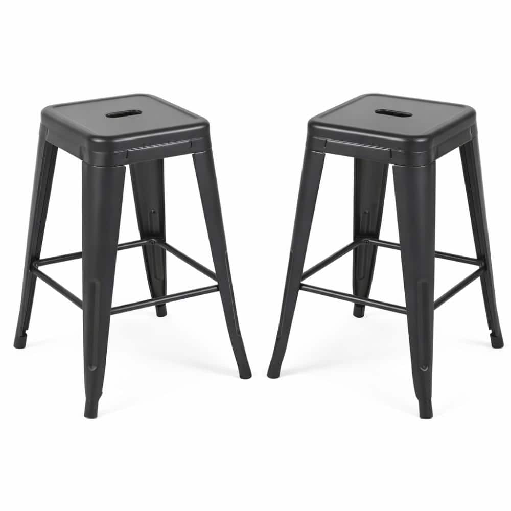 24 in Matte Black Set of 2  Metal Bar Stools  for  Island price history on PriceWatchPro