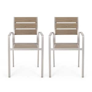 Cape Coral Silver Aluminum Outdoor Dining Chair (2-Pack)