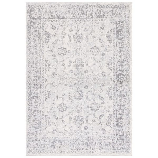 Tulum 9 ft. x 12 ft. Ivory/Gray Floral Oriental Area Rug