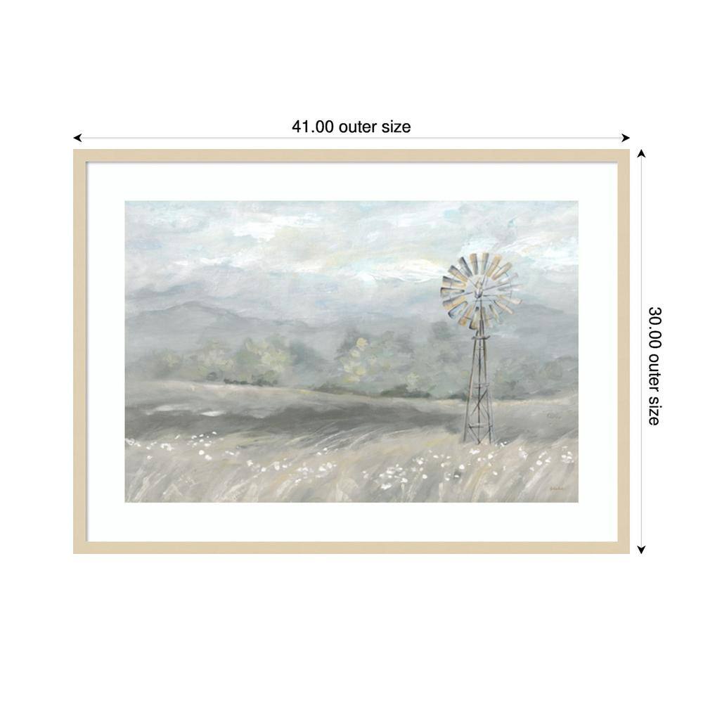 Svelte Natural Framed Country Meadow Windmill Graphic Art Print