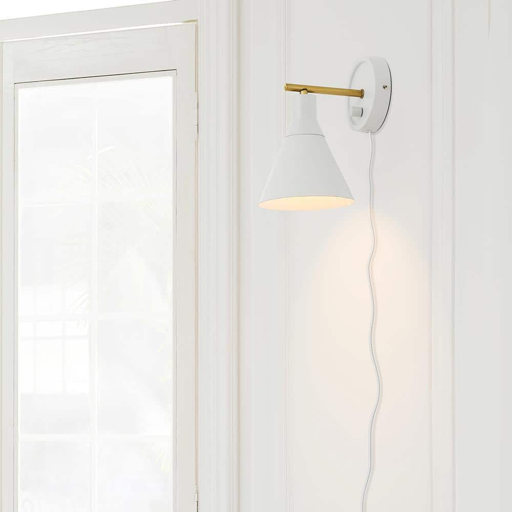 Matte White Brass Accent Dimmable Wall Sconce