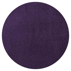 Haze Solid Low-Pile Purple 5 ft. Round Area Rug