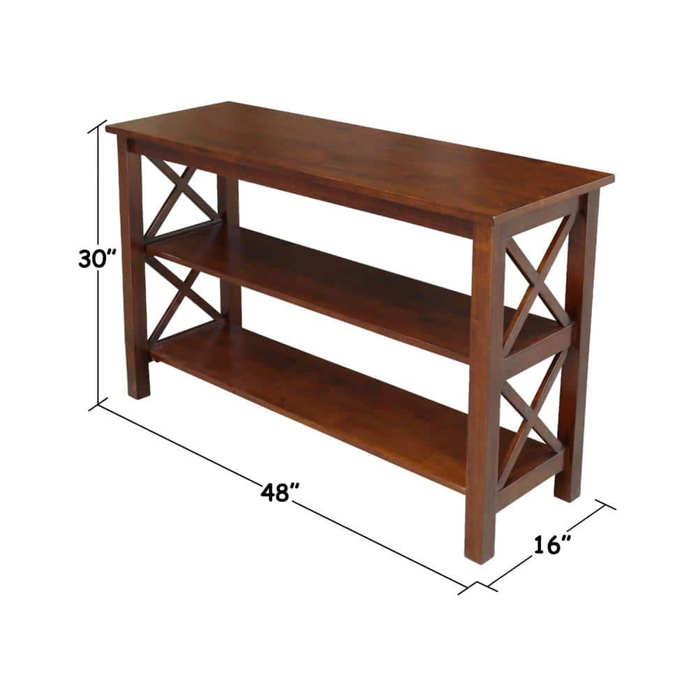 Espresso Transitional Rectangular Console Table with Storage