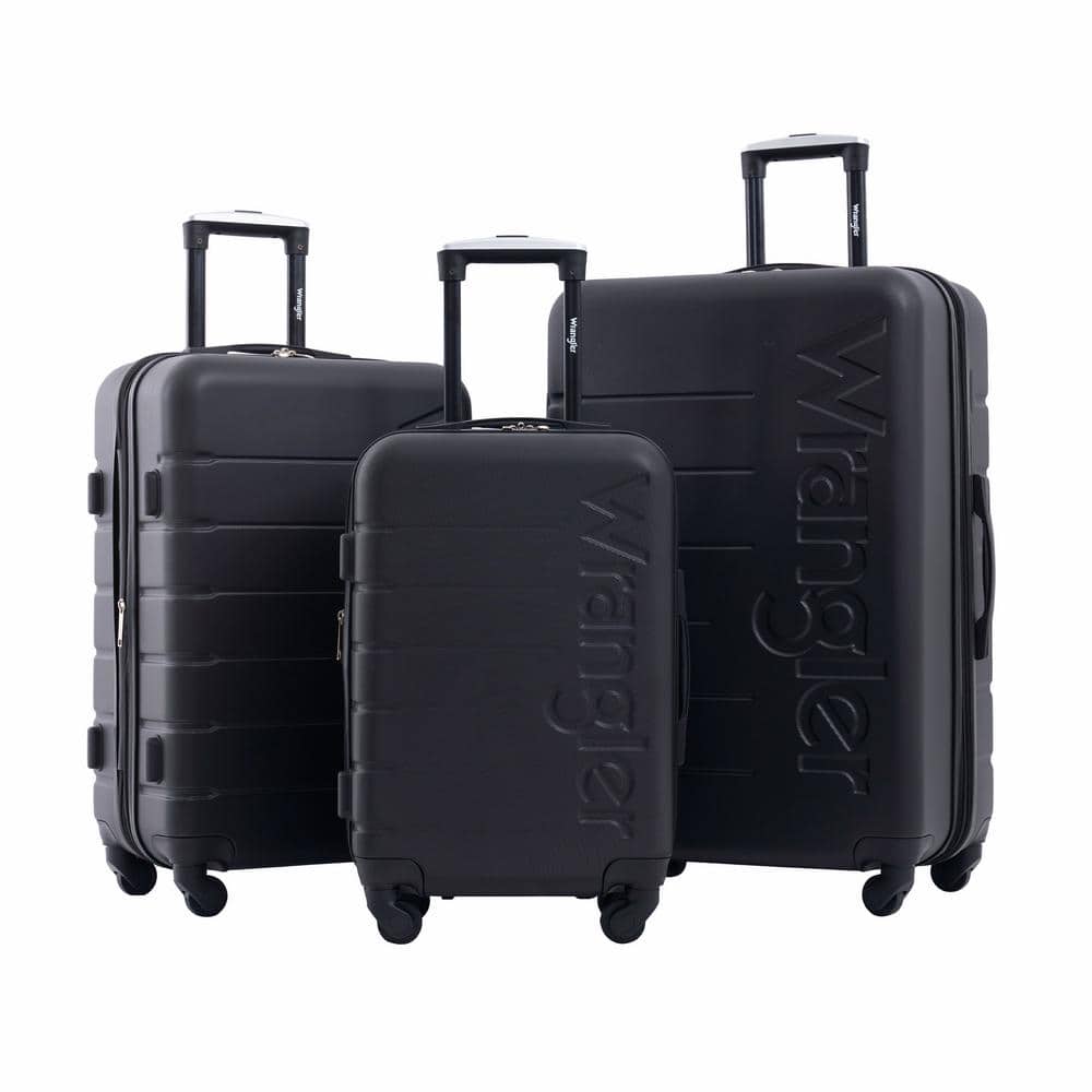 TCL WRANGLER 3-Piece BLACK ROLLING HARDSIDE Luggage Set W/360° 8