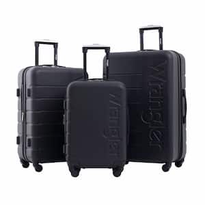 WRANGLER 3-Piece BLACK ROLLING HARDSIDE Luggage Set W/360° 8-WHEEL SYSTEM