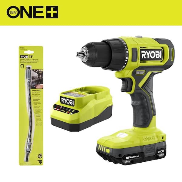 ONE+ 18V Cordless 1/2 in. Drill/Driver Kit with 1.5 Ah Battery, Charger, and 11 in. Flexible Shaft Bit Holder