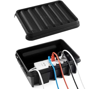 The Original Weatherproof Connection Box - Large Indoor and Outdoor Electrical Power Cord Enclosure - Black