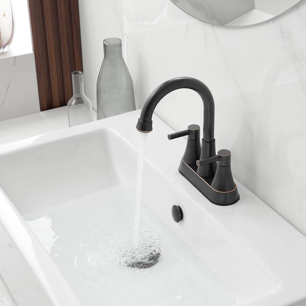 Oil Rubbed Bronze 4-Inch Centerset 2-Handle High-Arc Bathroom Faucet