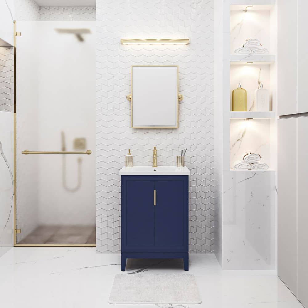 Elise 24.5 in. W x 18 in. D Bath Vanity in Monarch Blue with Ceramics Vanity Top in White with White Basin and Faucet price history on PriceWatchPro