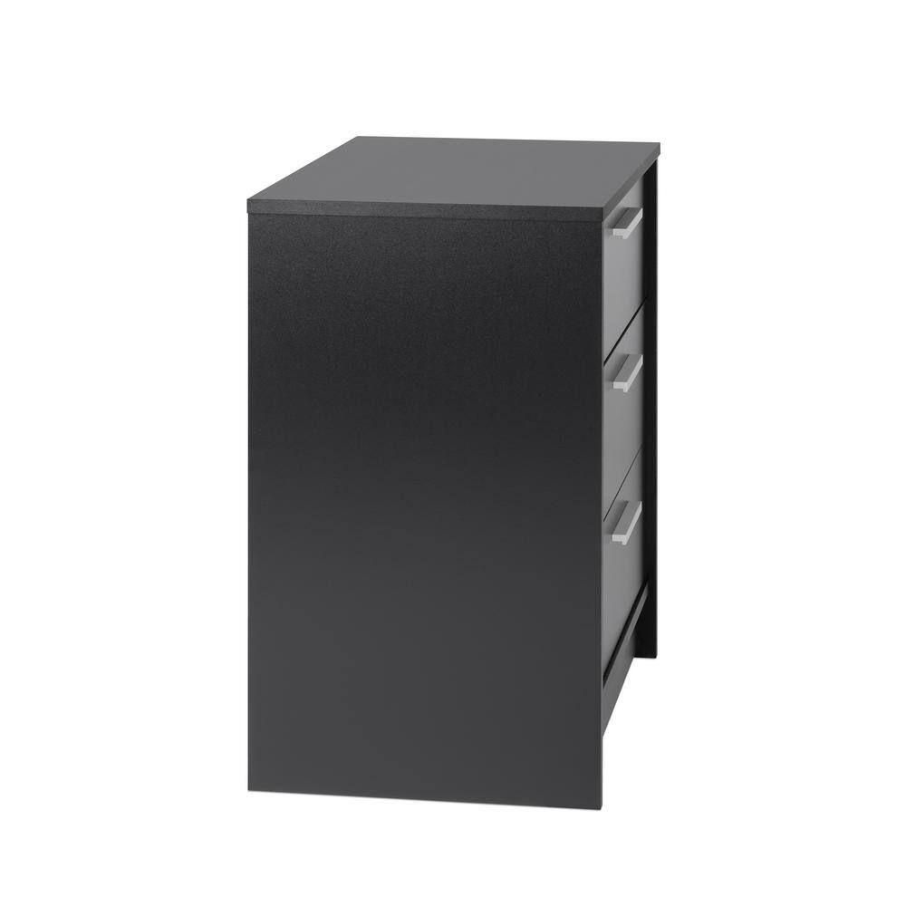 Black 3-Drawer Modern Wood Nightstand