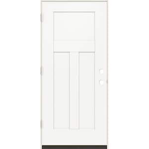 36 in. x 80 in. 3-Panel Right-Hand/Inswing Craftsman Modern White Steel Prehung Front Door
