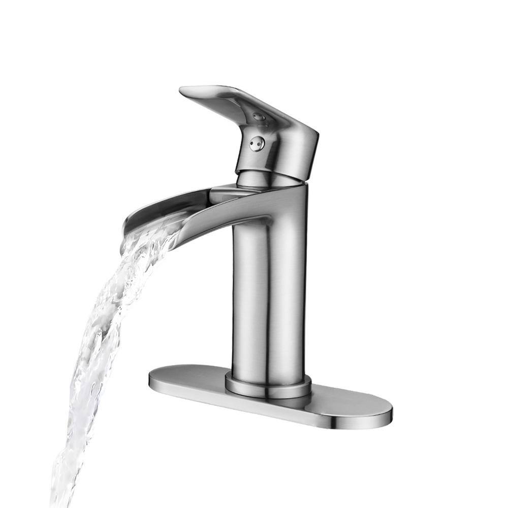 Brushed Nickel Single Handle Waterfall Bathroom Faucet